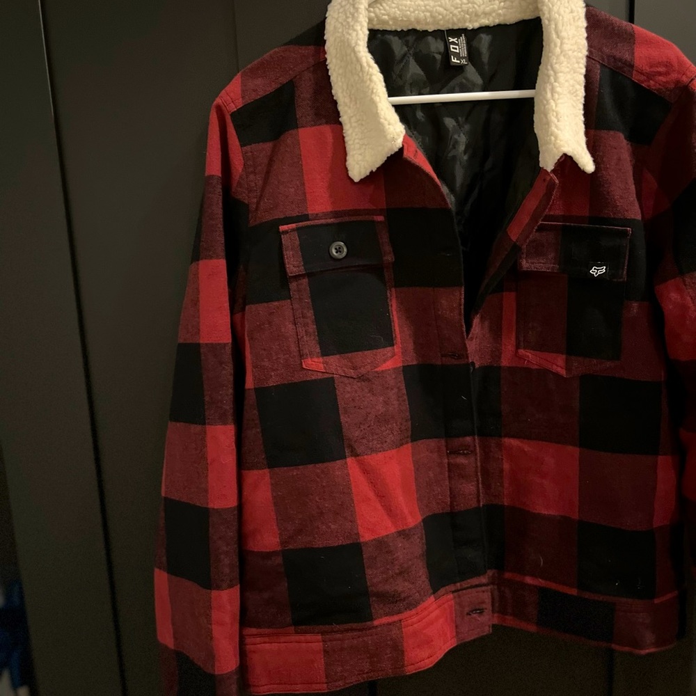 Plaid collar button up fox brand